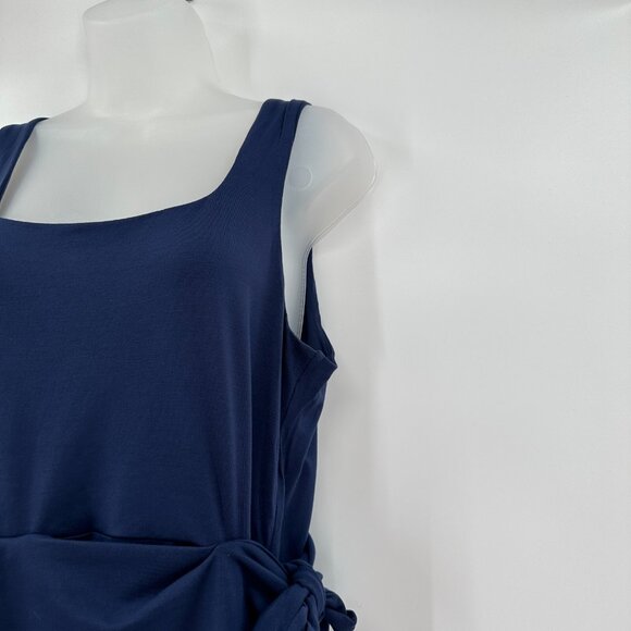 Quince Navy Blue Tencel Jersey Side Tie Dress Sleeveless Midi Wrap sz M Women's - Picture 2 of 7